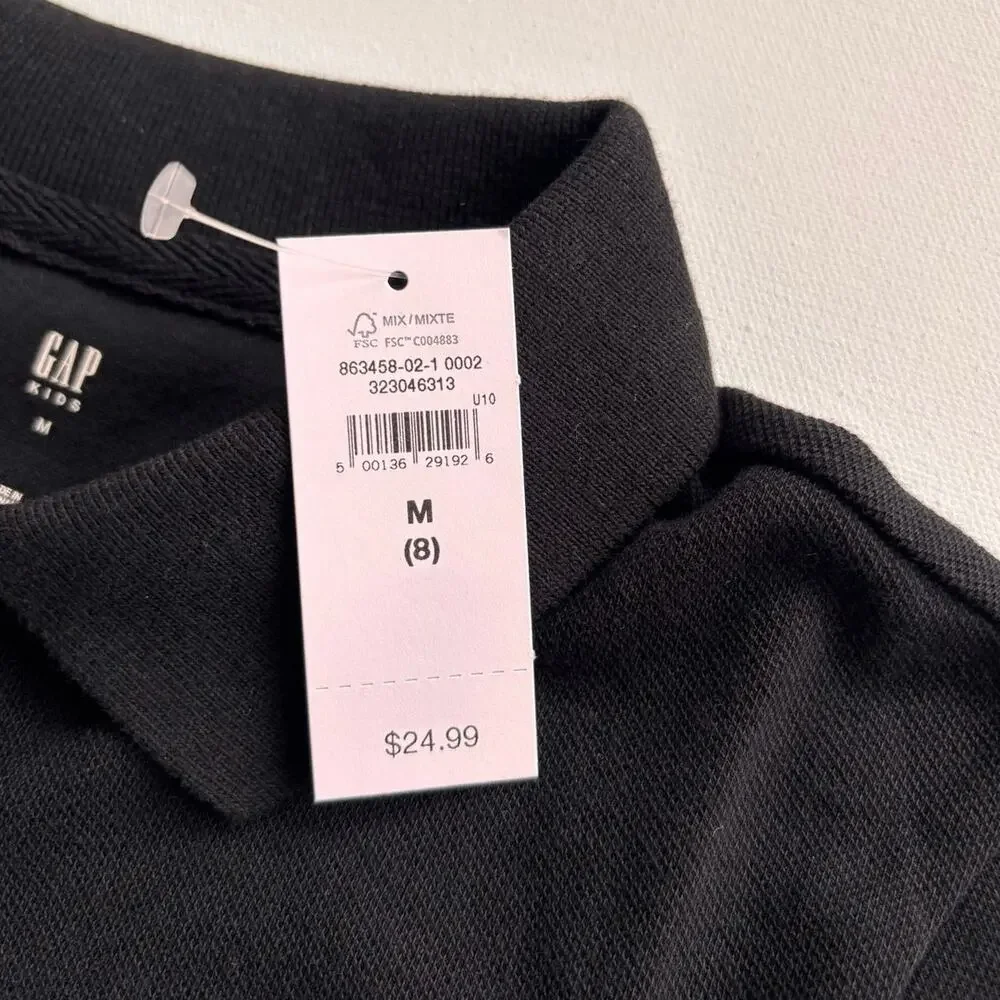 Gap Kids Uniform Stretch Pique Polo Shirt Lot of 5 Kids Size 8 Black NWT